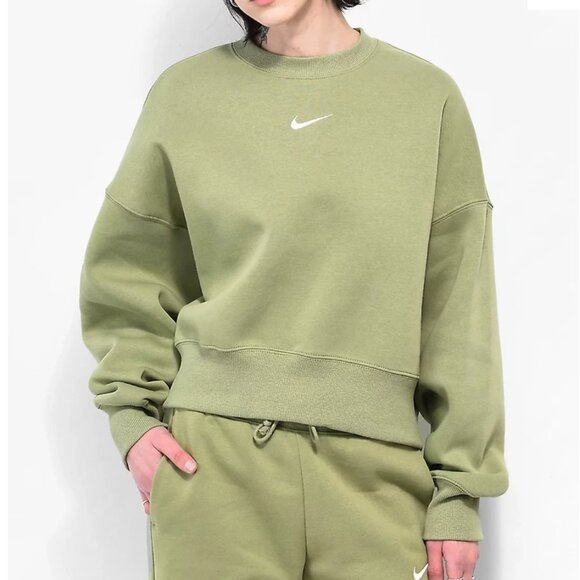 Nike Sportswear Phoenix Fleece Green Crewneck - Picture 1 of 3